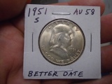 1951 S Mint Silver Franklin Half Dollar