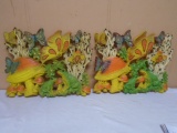 Vintage Matching Set of Mushroom and Frog Wall Hangers