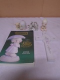 4pc Group of Small Precious Moments Figurines & Book