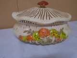 Vintage Ceramic Covered Mushroom Dish