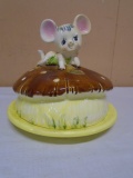 Vintage Ceramic Missy Mouse Mushroom Covered Cheese Dish