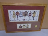 Beautiful Chancollor Galleries Limited Edition Oak Framed Birdhouse Wall Décor