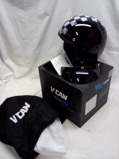 VCAN Sports Large  V85C 3/4 Open Face Gloss Black Track Motorcycle Helmet