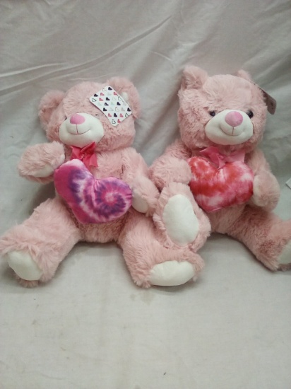 Pair of Kellytoy Plush Gift Bears- Both Pink