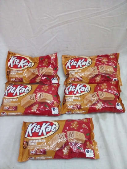 Lot of 5 KitKat Gingerbread Cookie Mini 6.9Oz Bags