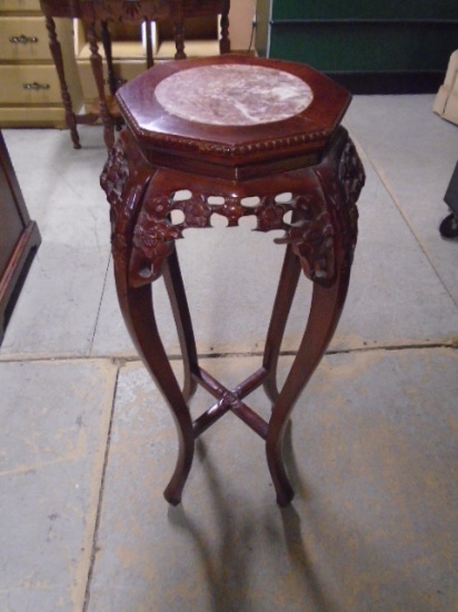 Beautiful Ornate Plant Stand w/Marble Insert
