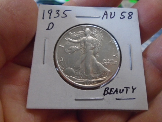 1935 D Mint Silver Walking Liberty Half Dollar