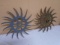 2 Antique Iron Rotary Hoe Décor Pieces