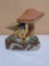 Vintage Chalk Mushroom & Gnome Statue
