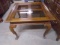 Beautiful Solid Wood End Table w/ 4 Smoke Glass Inserts