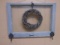 Antique Painted & Decorated Wood Frame Window w/ 3 Iron Hooks