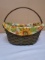 2007 Longaberger Dark Stained Medium Crocus Basket w/ Liner & Protector