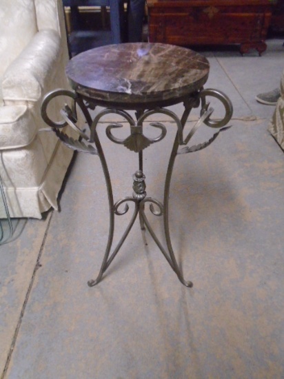 Beautiful Ornate Metal Marble Top Plant Stand