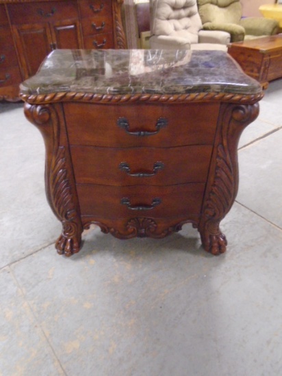 Gorgeous Ashley Furniture Solid Cherry 5 Drawer Marble Top Night Stand