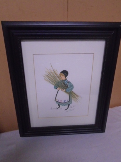 P. Buckley Moss "Amish Girl" Framed Offset Lithograph