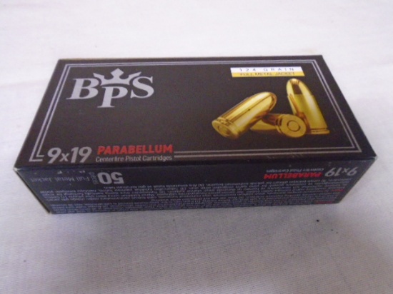 50 Round Box of BPS 9mm Centerfire Cartridges