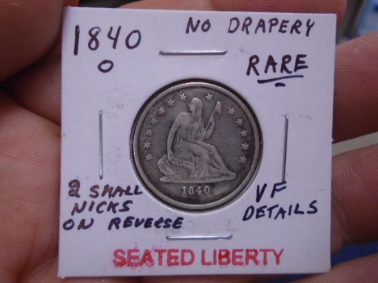 1840 O Mint Silver Seated Liberty Quarter