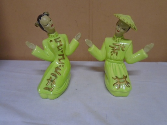 Vintage Set of Porcelain Oriental Lady Figurines