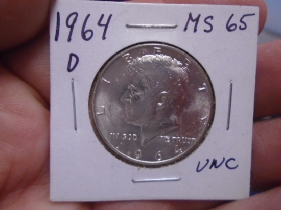 1964 D Mint Silver Kennedy Half Dollar