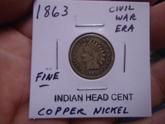 1863 Copper Nickel Indian Head Cent