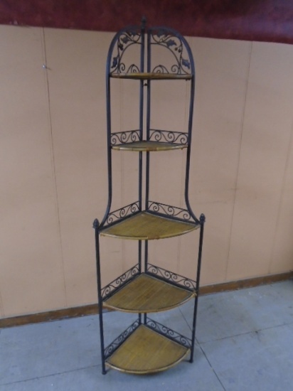 Metal & Bamboo Folding Corner Baker's Rack