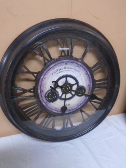 First Time Manufactory Round Gear Wall Clock
