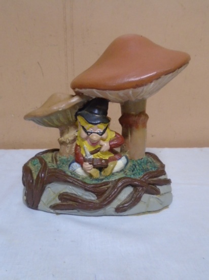 Vintage Chalk Mushroom & Gnome Statue