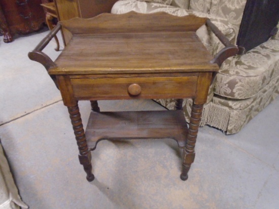Antique One Drawer Open Wash Stand w/ Towel Bars