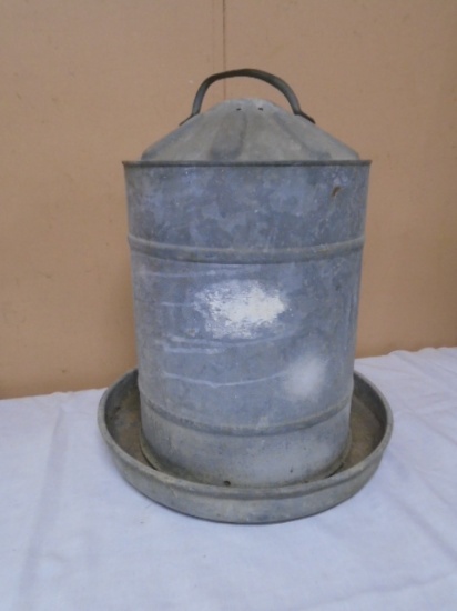 Vintage Galvinized Metal Chicken Waterer