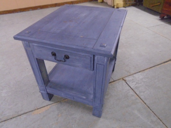 Solid Wood Painted Side Table w/ Drawer
