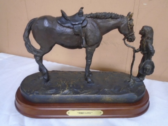 Beautiful "First Love" Horse Statue w/ Girl