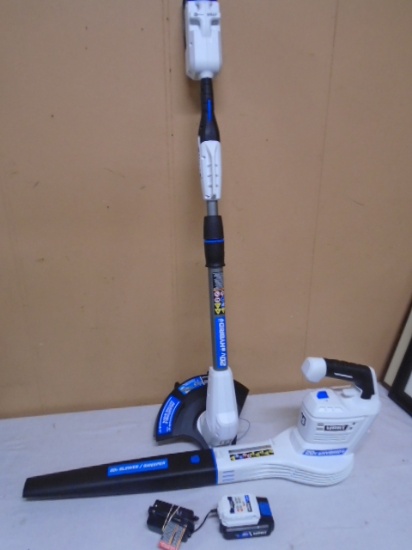 20V Lithium Ion Hart Blower & Trimmer w/ 2 Batteries & Charger
