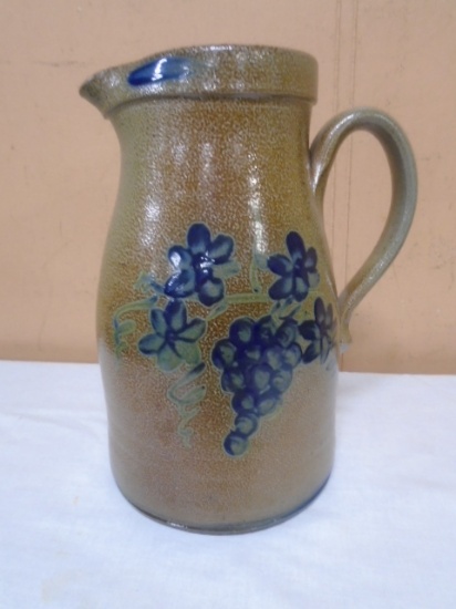 Beautiful Rowe Pottery Salt Glazed Cobalt Crock Pitcher