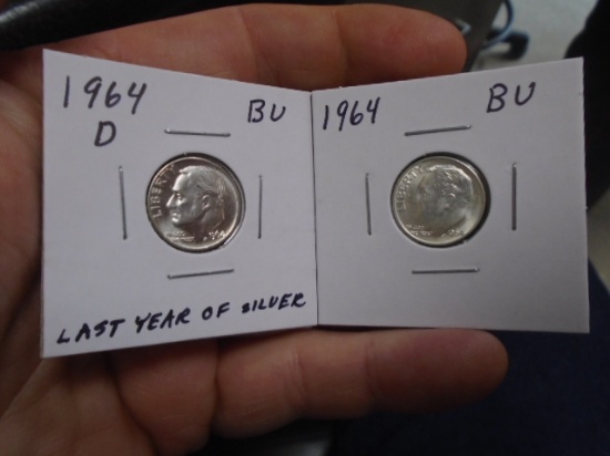 1964 D  Mint & 1964 Silver Rosevelt Dimes