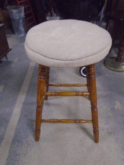 Solid Oak Stool w/ Padded Top
