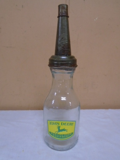 John Deere 1qt Glass Oil Bottle w/ Spout