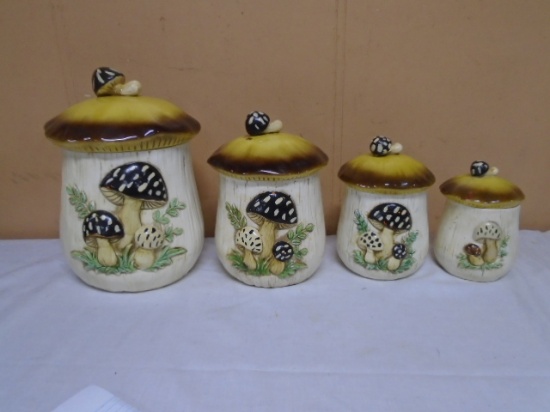 Vintage 4pc Mushroom Cannister Set