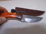 Custom Handmade Damascus Blade Knife w/ Leather Sheave