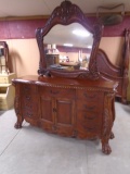 Gorgeous Ashley Furniture Solid Cherry Ornate 11 Drawer Dresser w/ Mirror