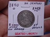 1840 O Mint Silver Seated Liberty Quarter