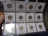 Group of 12 Assorted Date Buffalo Nickels