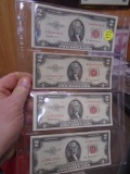 4pc Group of 1953 Two Dollar Red Seal Notes