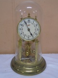 Vintage Schalz Porcelain Face Glass Dome Wind-Up Clock