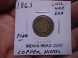 1863 Copper Nickel Indian Head Cent