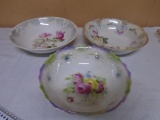 Beautiful 3pc Group of Antique Deep Serving Bowls