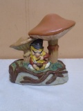 Vintage Chalk Mushroom & Gnome Statue