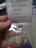 1916 German High Grade Silver 1/2 Mark w/ Sterling Silver Chain