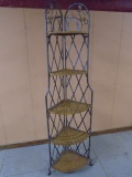 Metal & Wicker Folding Corner Baker's Rack