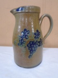 Beautiful Rowe Pottery Salt Glazed Cobalt Crock Pitcher