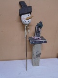 2pc Wooden Snowman Décor Group
